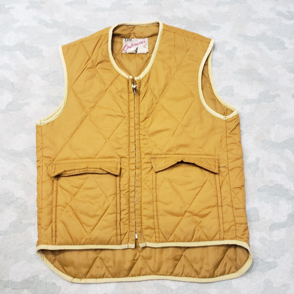 Vintage Lee Outerwear Vest Mens Medium Brown Quilted Zip Up Pockets Workwear